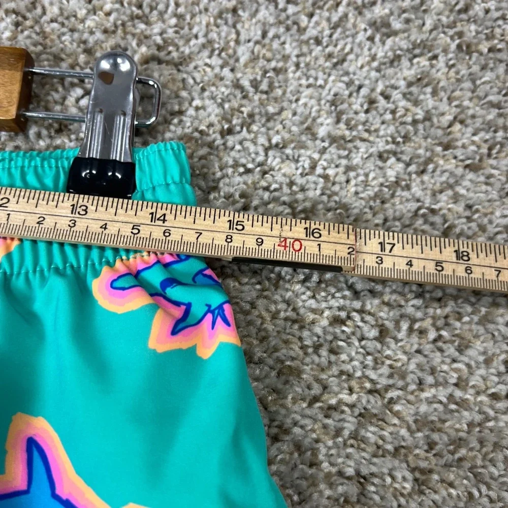 Chubbies Mens Teal Neon Hammerhead Shark Print Swim Trunks 5.5 Inch Inseam Large
